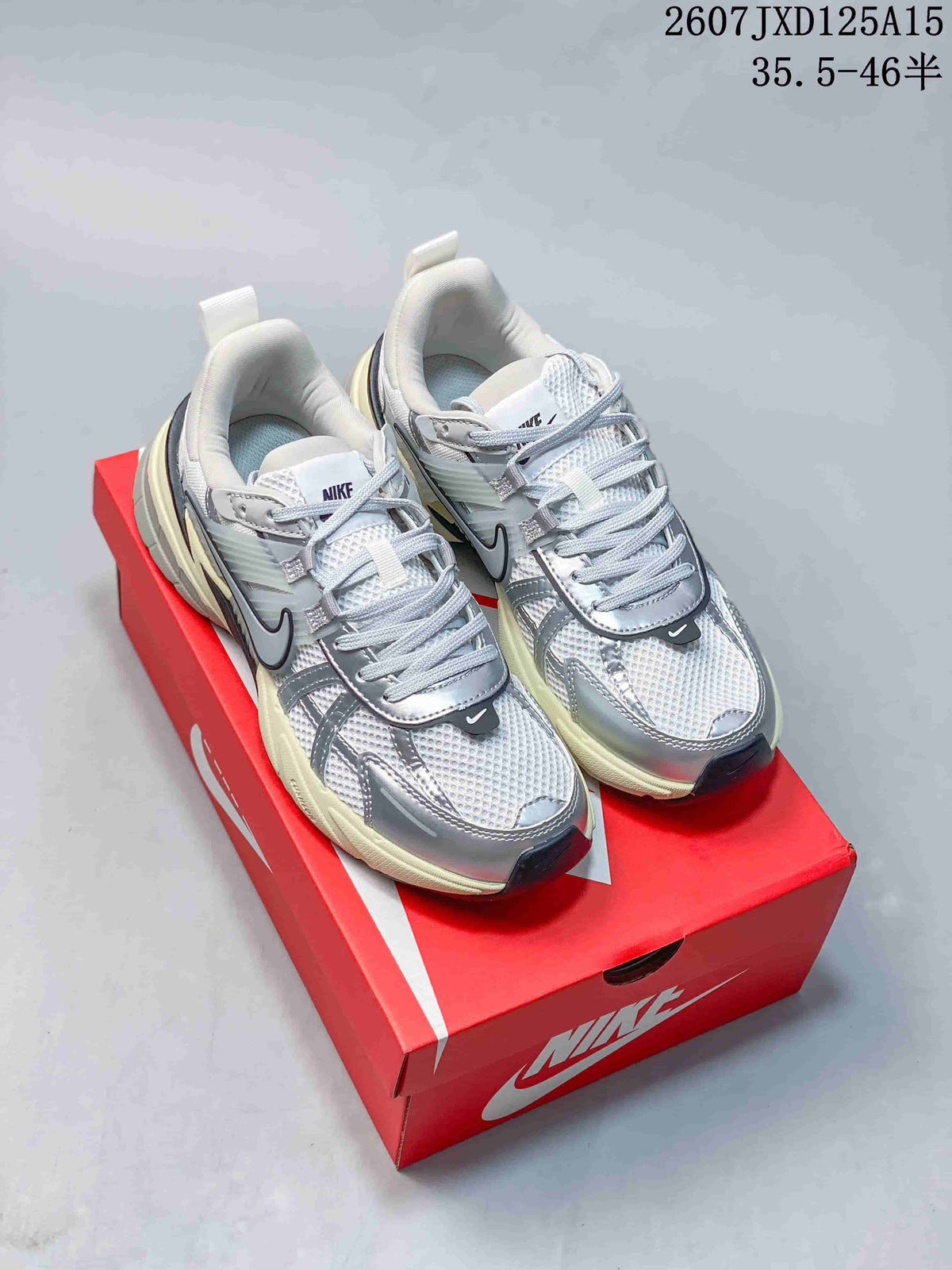 Women's Nike V2K Run Sneakers Silver White FD0736 - product image from the listing.