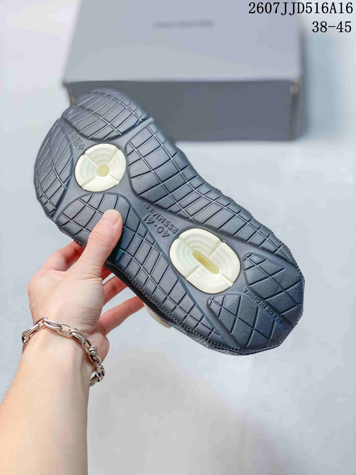 Navy and White Balenciaga Logo Slide Sandals 2607JJD516A16 - product image from the listing.
