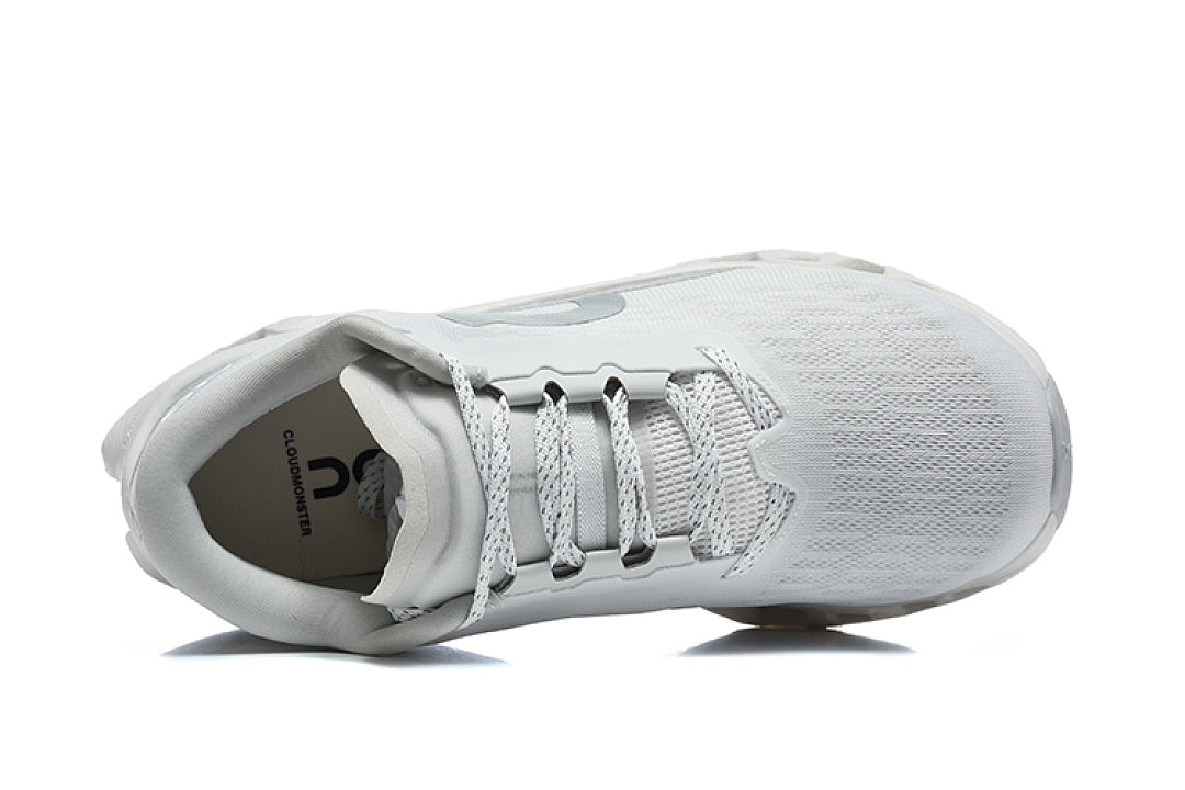 On Cloudmonster 3 Running Shoes, in Grey and White - product image from the listing.