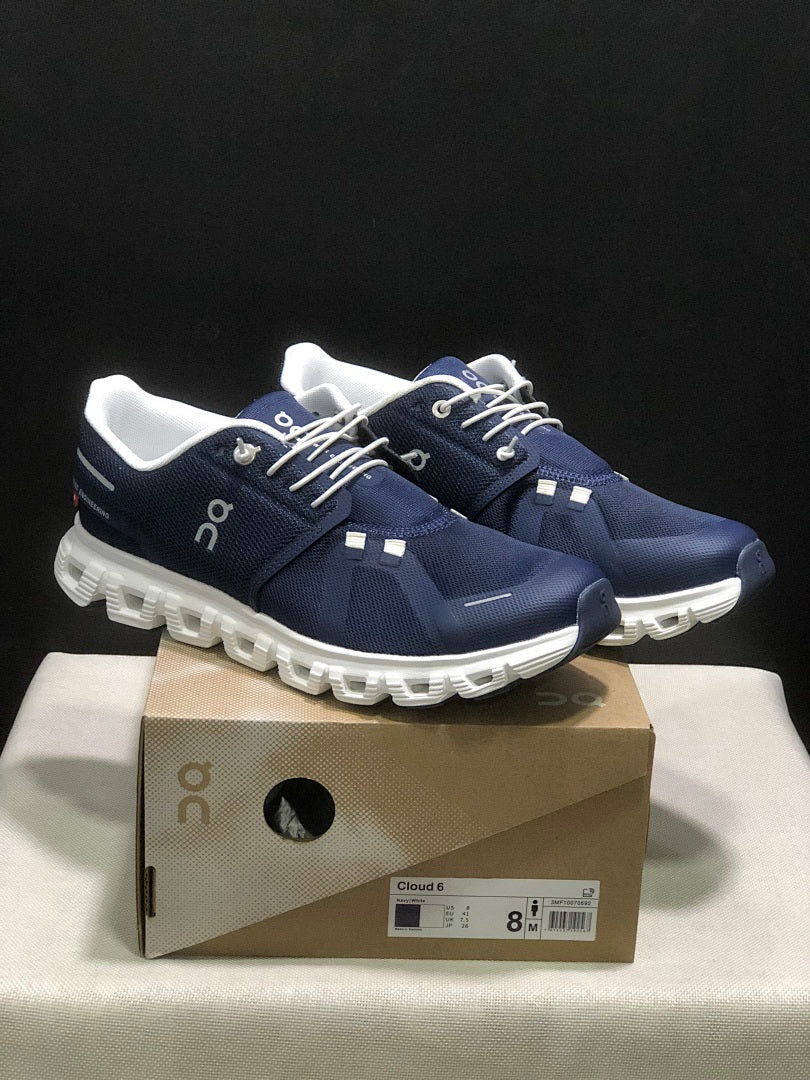 Navy and White On Cloud 6 Sneakers - product image from the listing.