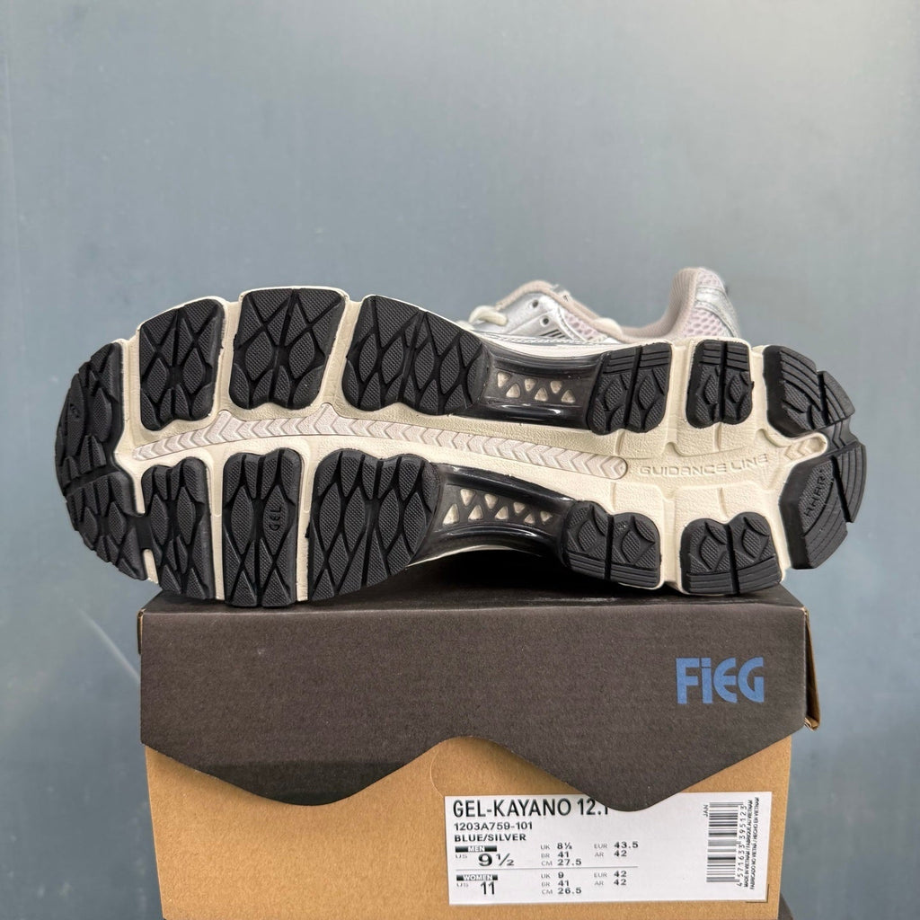 ASICS GEL-KAYANO 12.1 Sneakers in Blue Silver 1203A759-101 - product image from the listing.