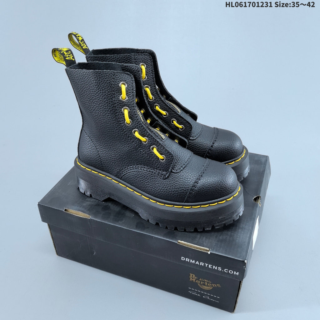 Black Dr. Martens 1460 Platform Lace-Up Boots - product image from the listing.