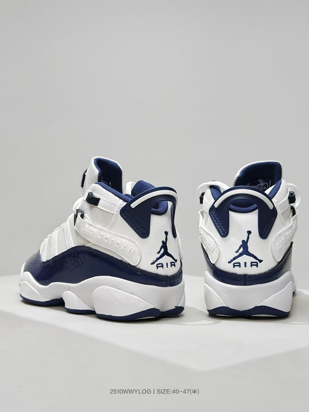 Jordan 6 Sneakers in White and Navy - product image from the listing.