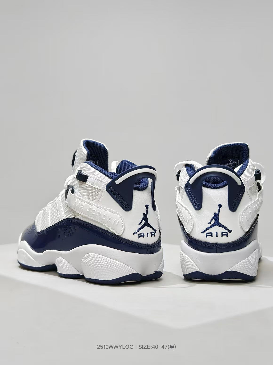 Jordan 6 Sneakers in White and Navy - product image from the listing.
