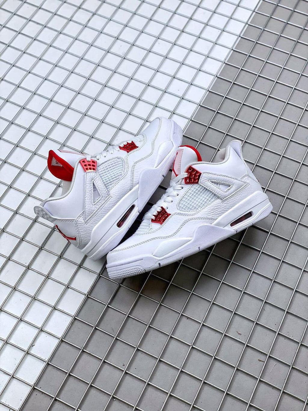 Air Jordan 4 Red Metallic White Red Sneakers - product image from the listing.