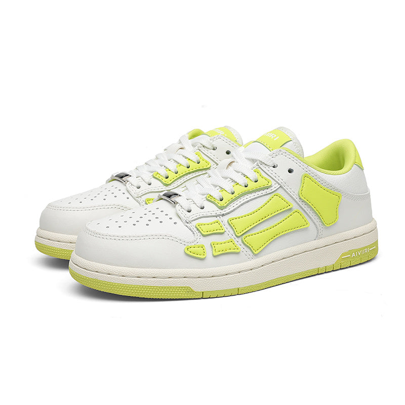 AMIRI Bone Low-Top Sneakers in White and Neon in Green - product image from the listing.