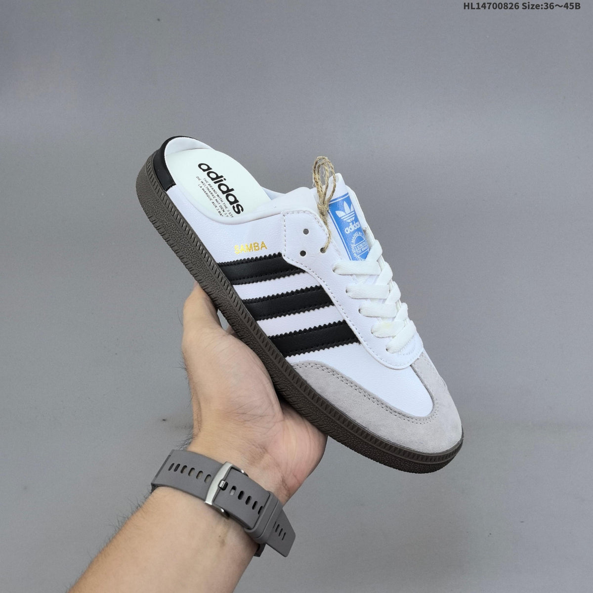 Adidas Originals Samba OG Mule Sneakers in White Black LB3814 - product image from the listing.