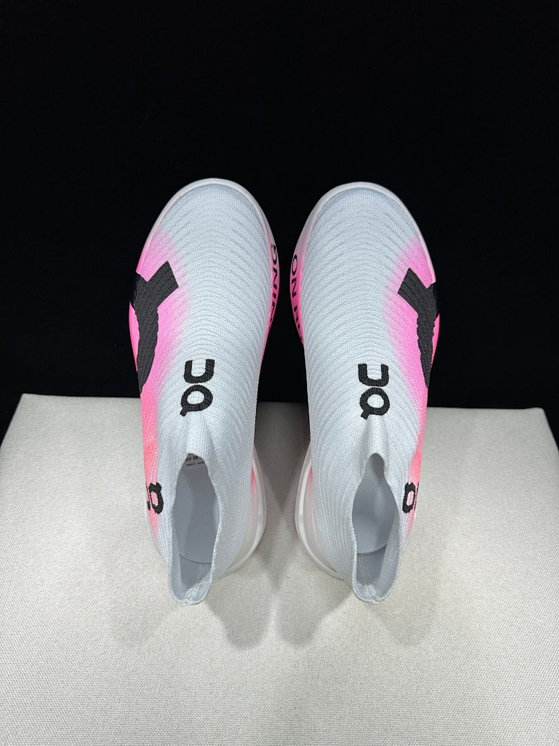 Pink and White On Cloudboom Strike LS Running Shoes - product image from the listing.