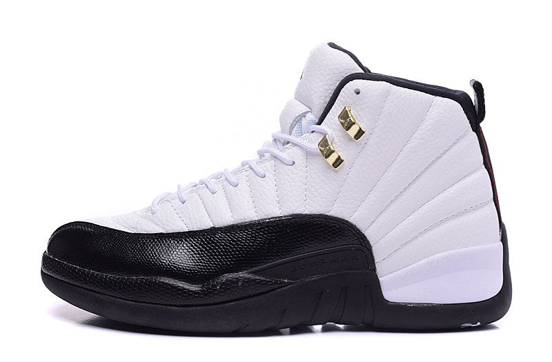 Air Jordan 12 Retro White and Black High-Top Sneakers - product image from the listing.