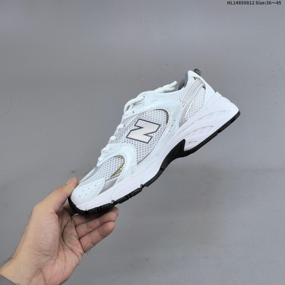 New Balance MR530AD Retro Mesh Sneakers in White Silver - product image from the listing.