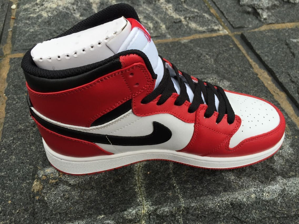 Women's Air Jordan 1 High-Top Sneakers White Black Red - product image from the listing.