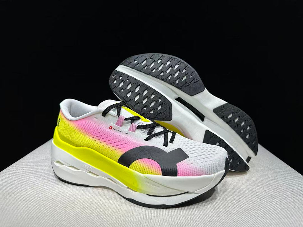On Cloudboom Max Running Shoes, in White Pink Yellow - product image from the listing.