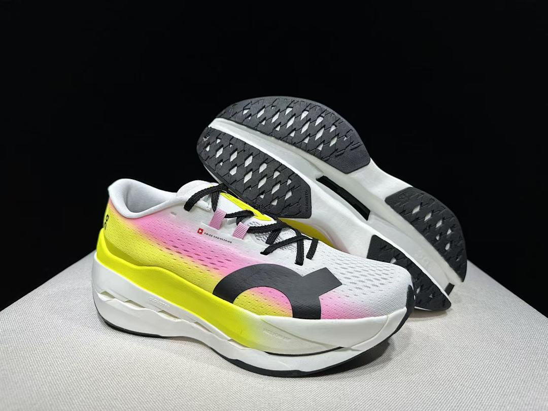 On Cloudboom Max Running Shoes, in White Pink Yellow - product image from the listing.