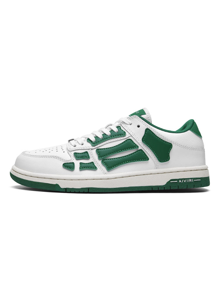AVIRY Low-Cut Sneakers in White and Green, MFS003-114 - product image from the listing.