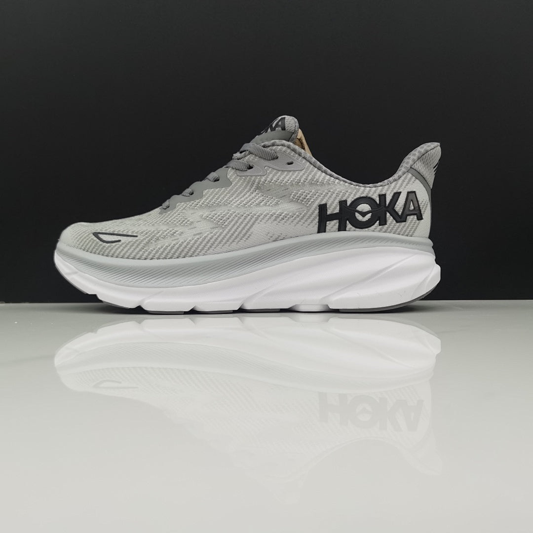 HOKA Clifton 9 Running Shoes in Gray - product image from the listing.