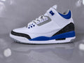 Jordan 3 Retro Sneakers in White and Royal Blue - product image from the listing.