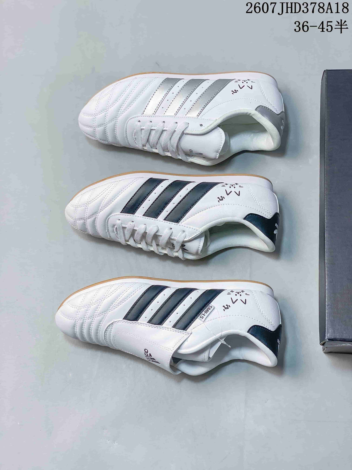 adidas Taekwondo SMIL-LS Sneakers in White Black 2607JHD378A18 - product image from the listing.