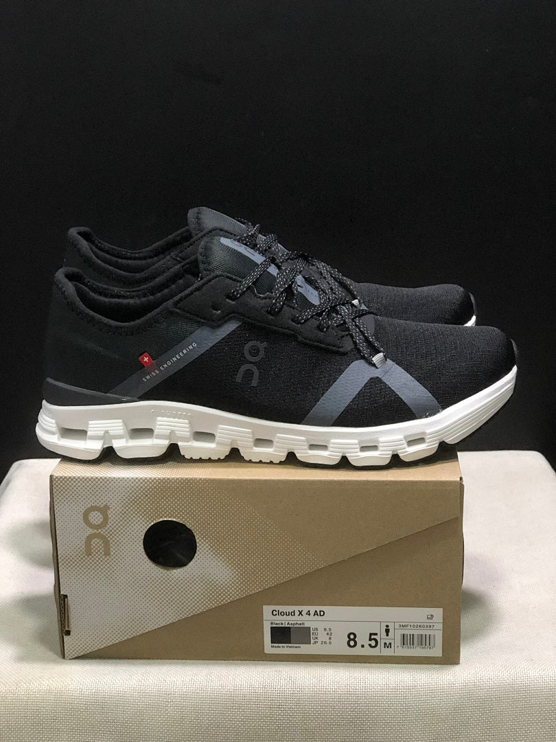 Black and White On Cloud X 4 AD Sneakers - product image from the listing.
