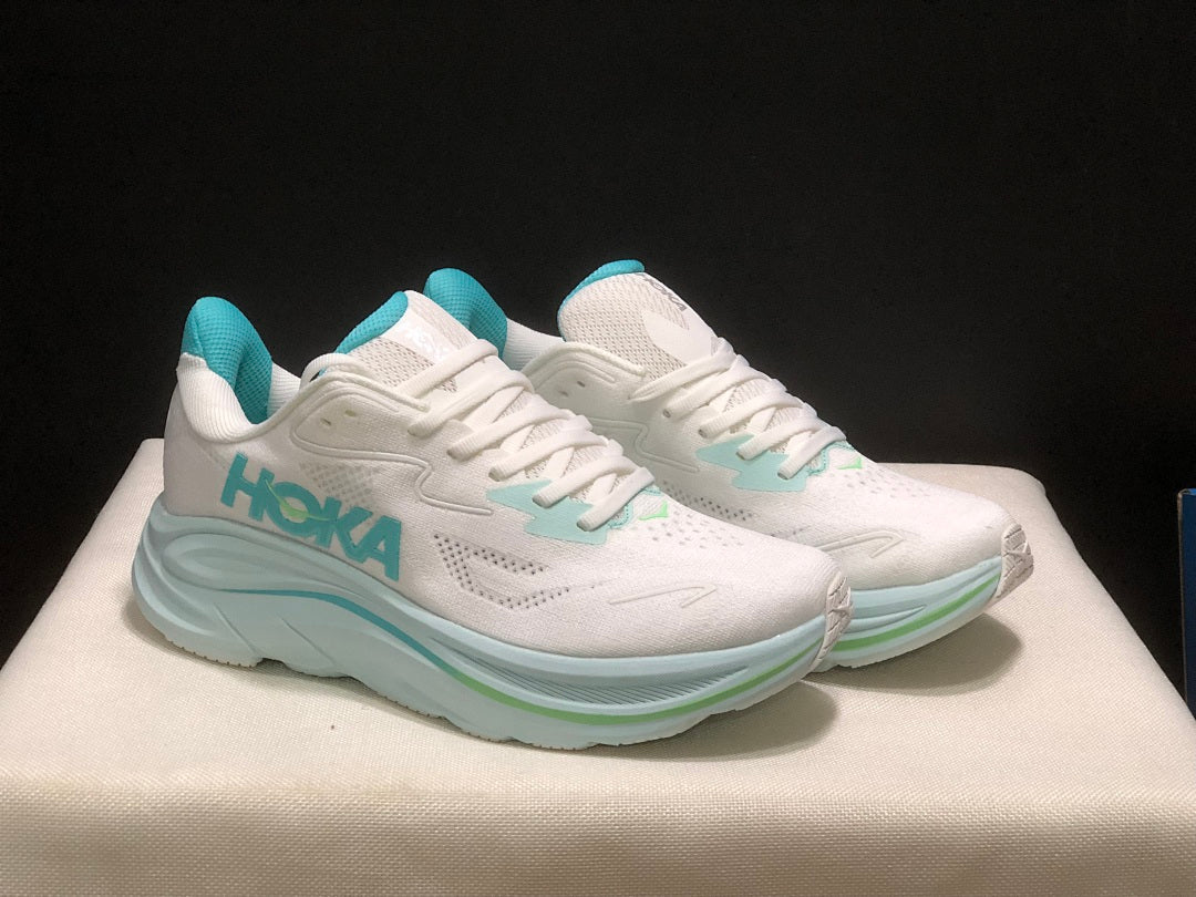 HOKA Clifton 10 Running Shoes, in White Aqua - product image from the listing.