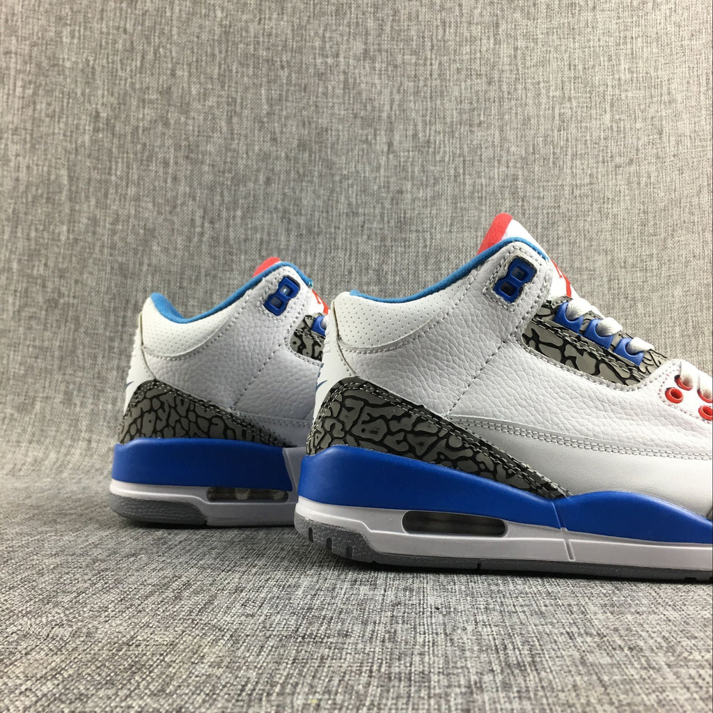 Women's Air Jordan 3 Retro White and Blue Sneakers - product image from the listing.