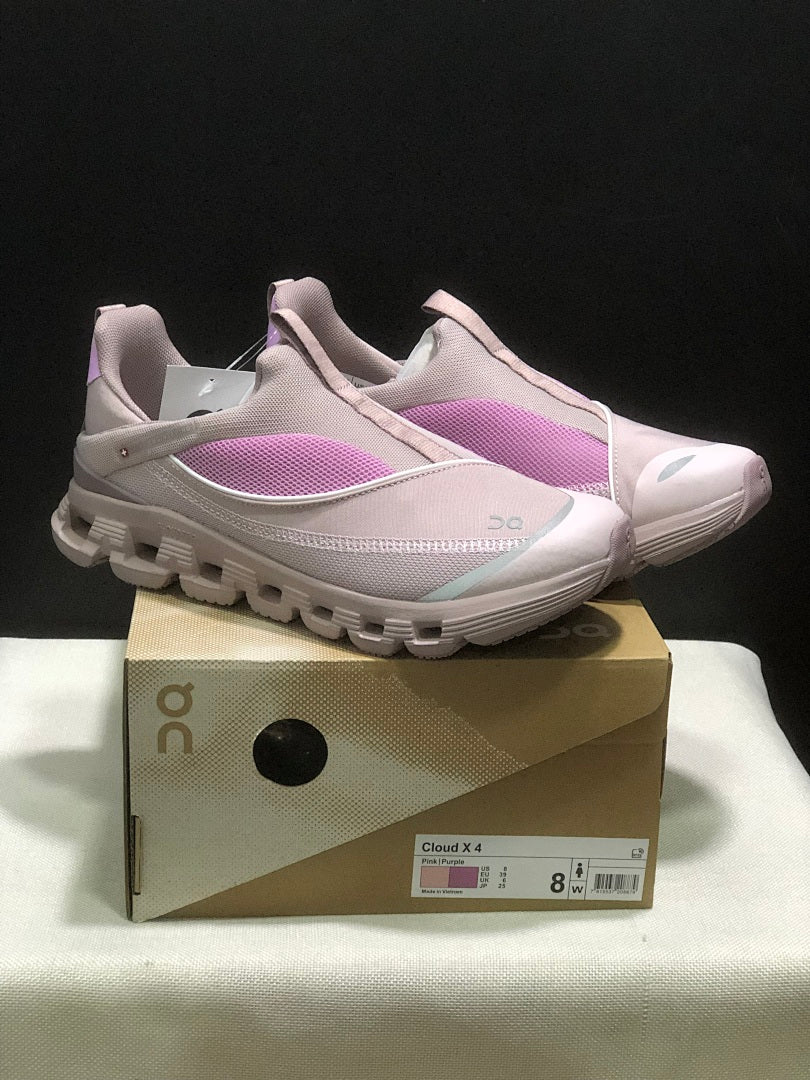 On Cloud 4 Coast Slip-On Trainers Pink/Purple - product image from the listing.
