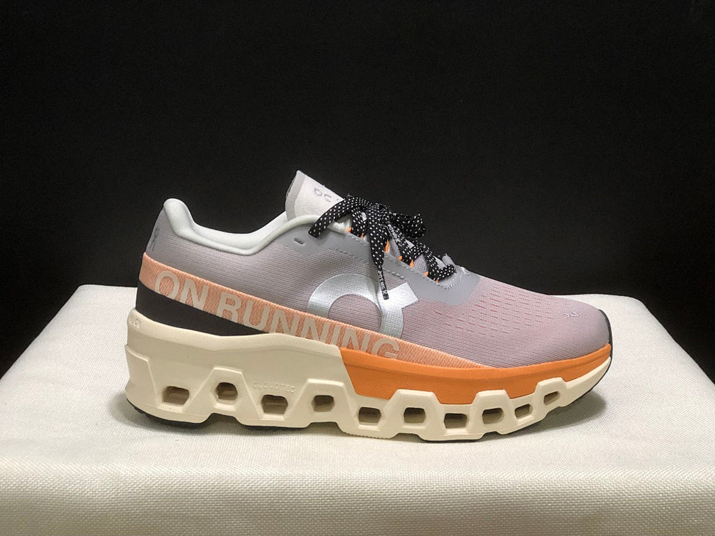 On Cloudmonster 2 Running Shoes, in Gray and Peach - product image from the listing.