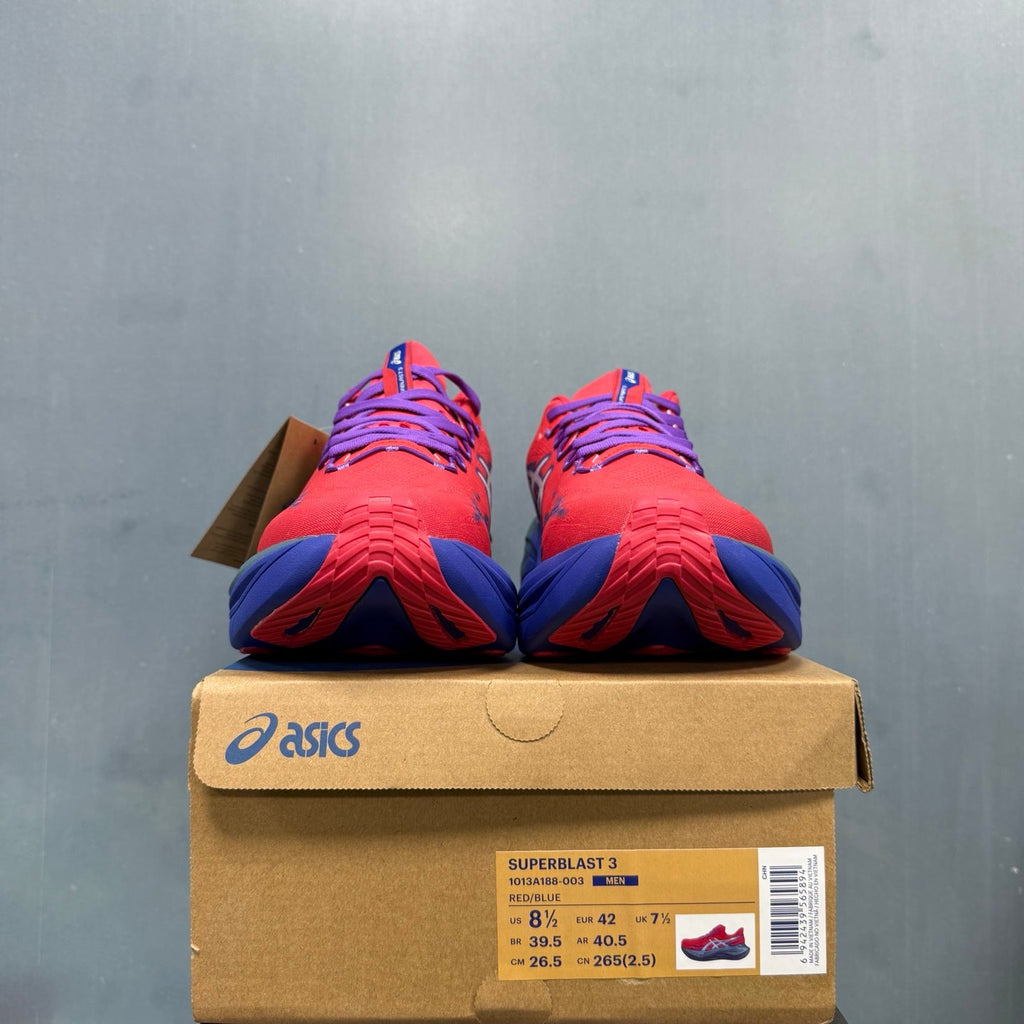 ASICS Superblast 3 Running Shoes in Red and Blue 1013A188-003 - product image from the listing.