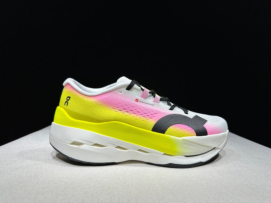 On Cloudboom Max Running Shoes, in White Pink Yellow - product image from the listing.