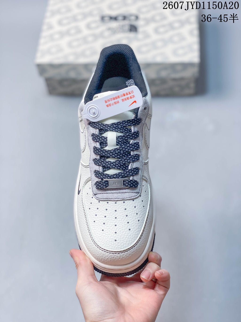 Nike Air Force 1 '07 Low Sneakers in White Navy Gray - product image from the listing.