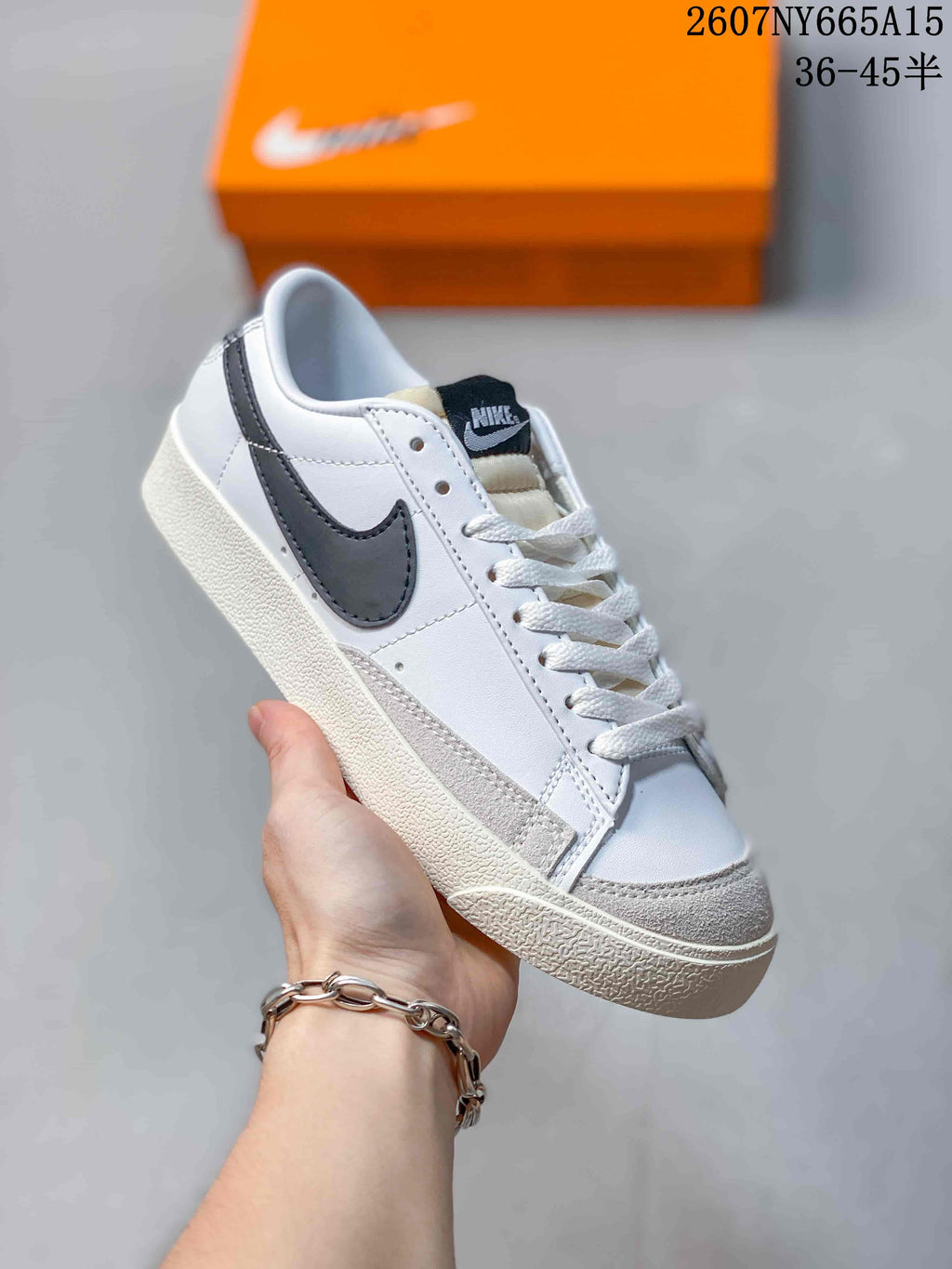 Nike Blazer Low Premium Sneakers in White Black CI9888-001 - product image from the listing.