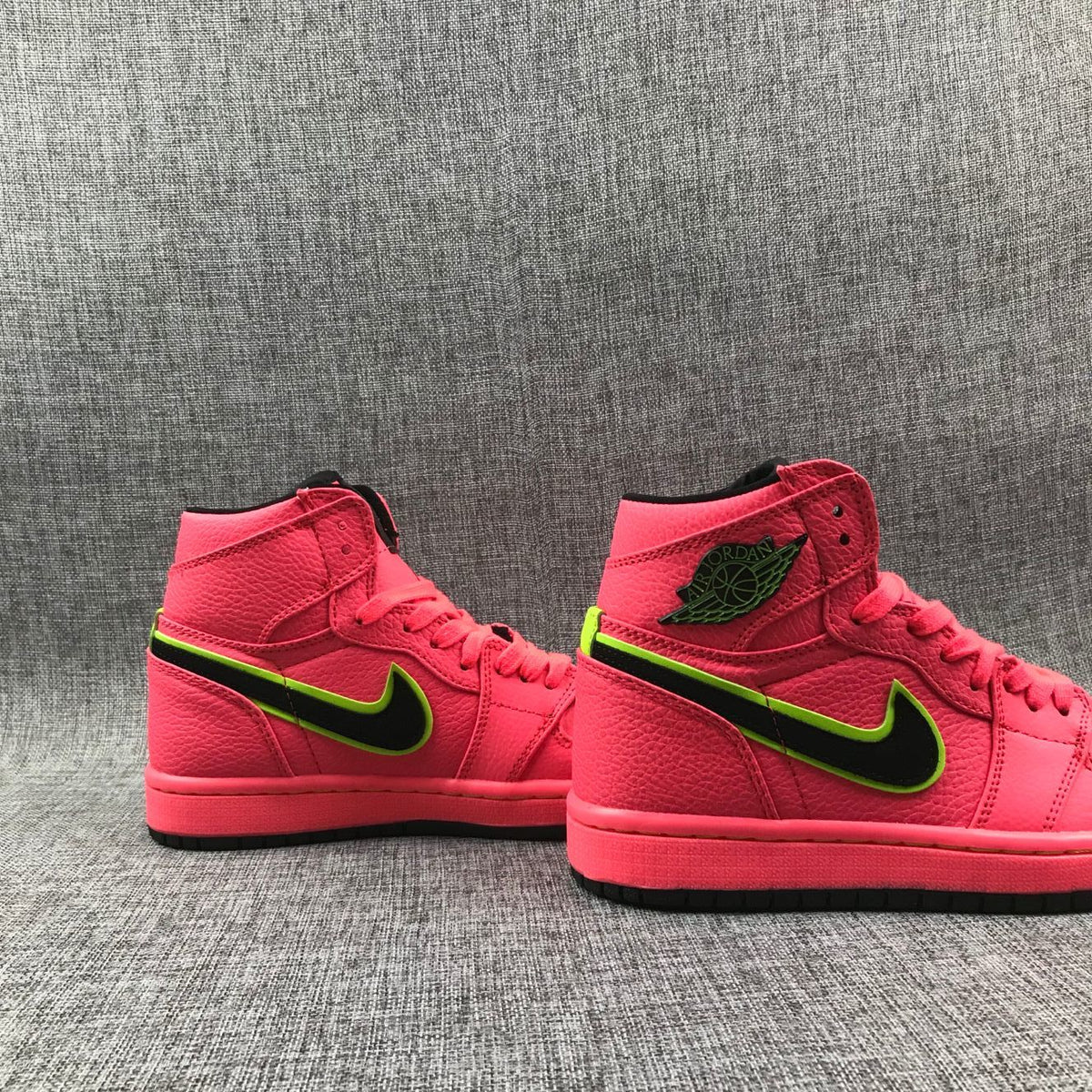Pink and Black Air Jordan 1 Mid Sneakers AQ9131-600 - product image from the listing.