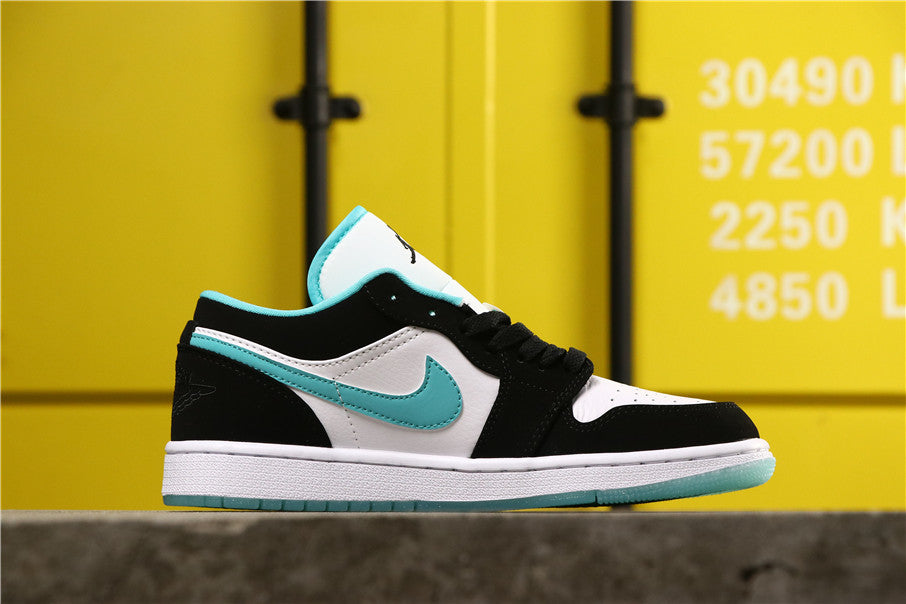 Jordan 1 Low White Island Sneakers in Green Black CQ9828-131 - product image from the listing.