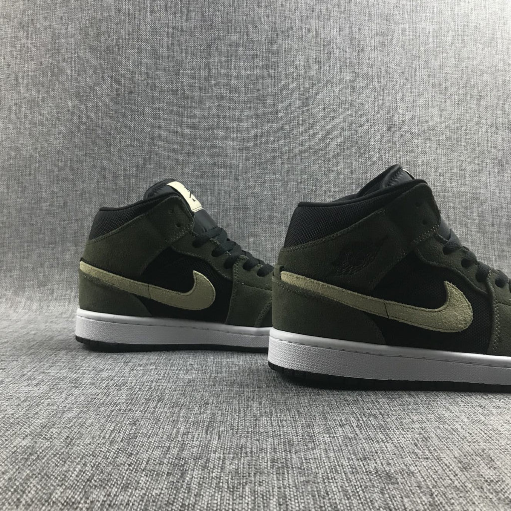 Air Jordan 1 Mid Sneakers in Olive Green BQ6472-030 - product image from the listing.