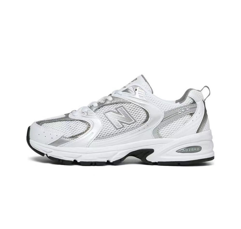 New Balance 530 Sneakers in White and Silver MR530AD - product image from the listing.