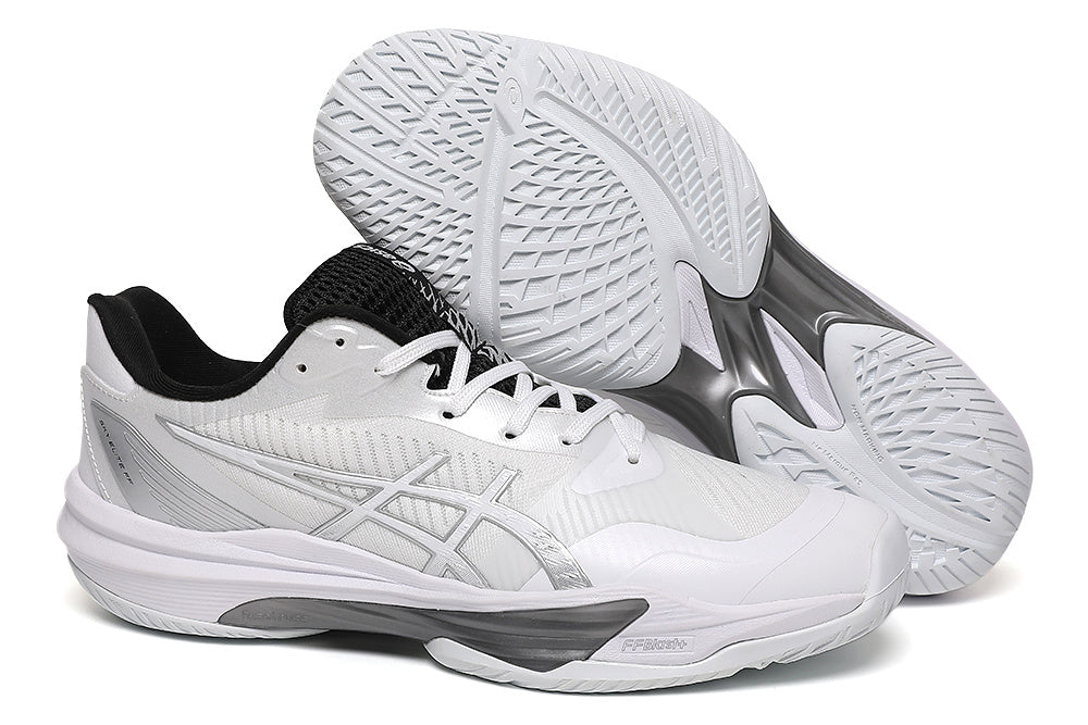 ASICS GEL-RESOLUTION 9 Tennis Shoes in White Silver Black - product image from the listing.