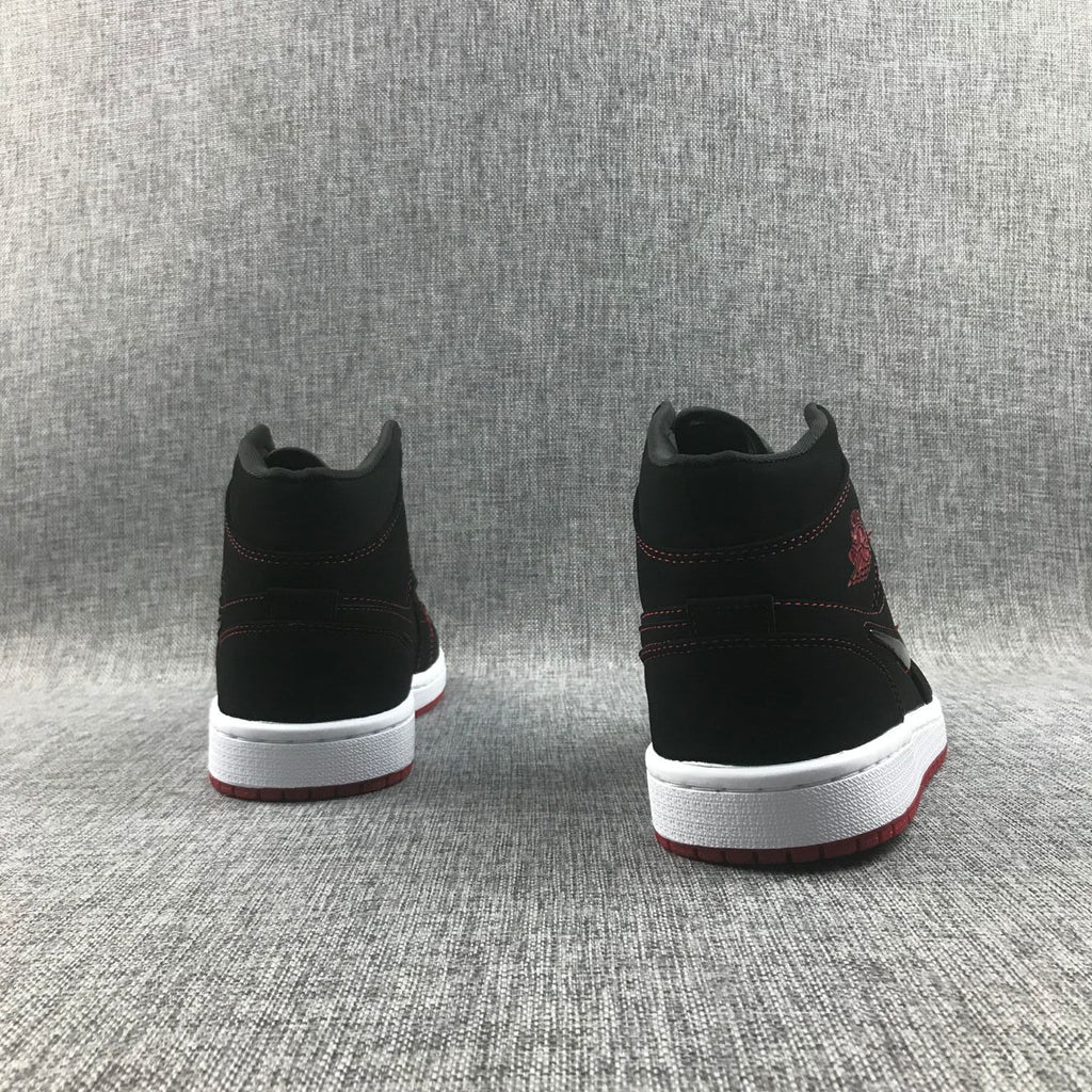 Air Jordan 1 Mid Sneakers Black Red CK5665-062 - product image from the listing.