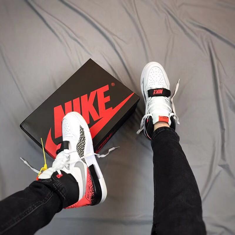 Jordan Legacy 312 Basketball Shoes in White Black Red - product image from the listing.