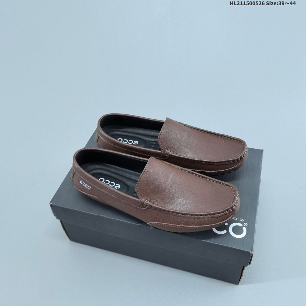 Men's ECCO Leather Slip-On Loafers in Black or Brown - product image from the listing.