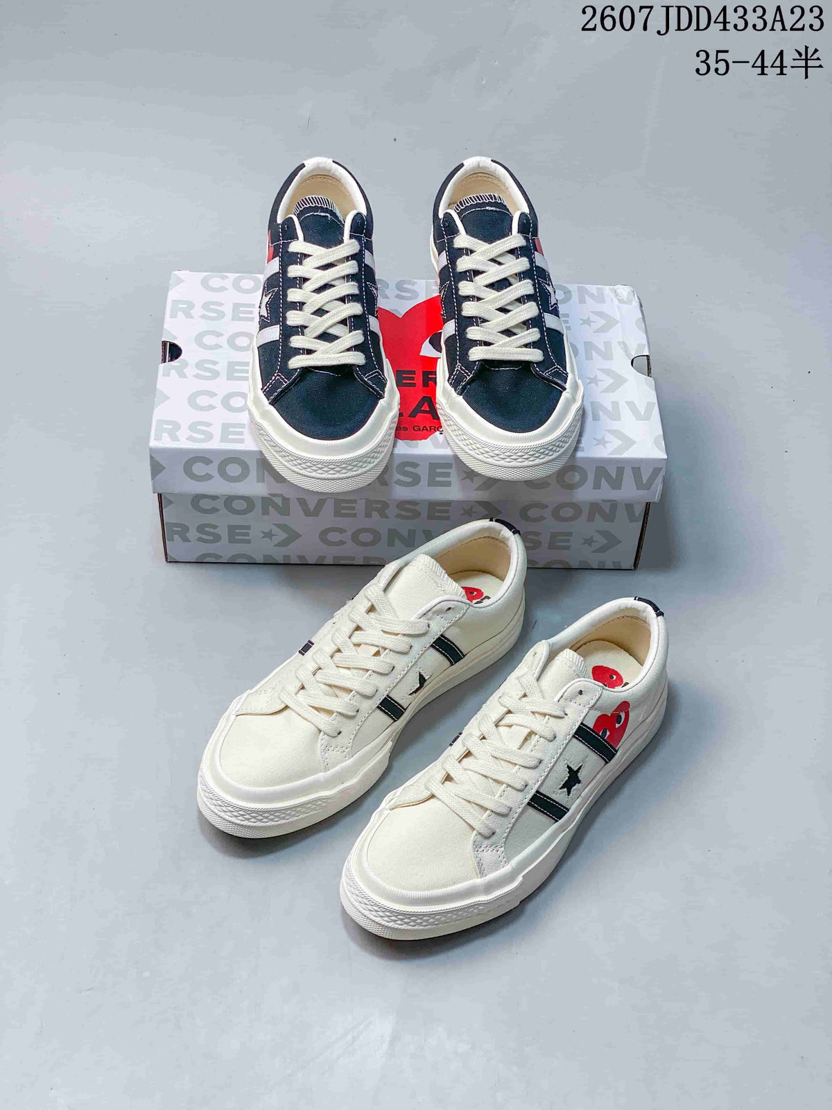 CDG Play x Converse One Star Academy Pro Sneakers in Navy White - product image from the listing.