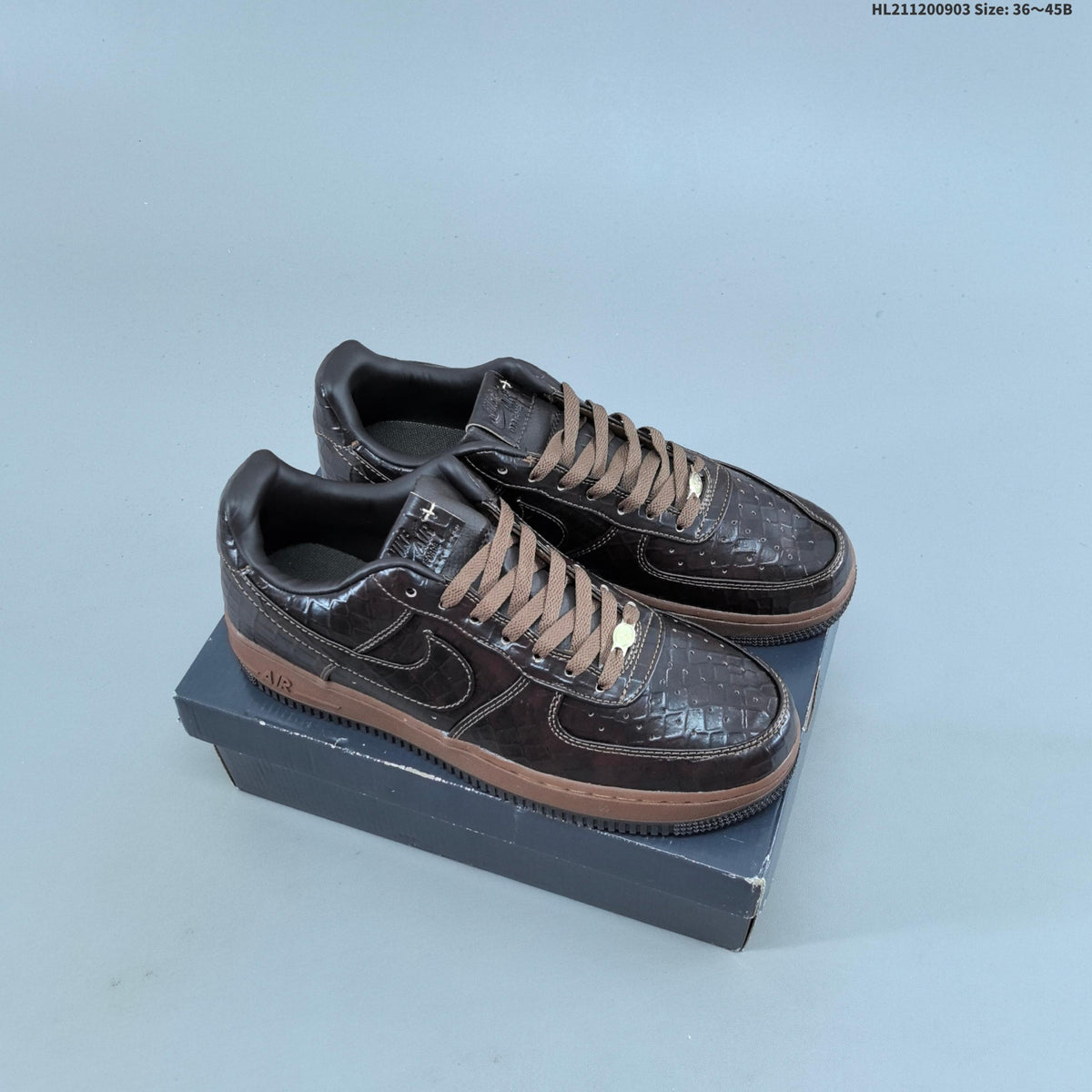 Dark Brown Nike Air Force 1 '07 Low Sneakers - product image from the listing.