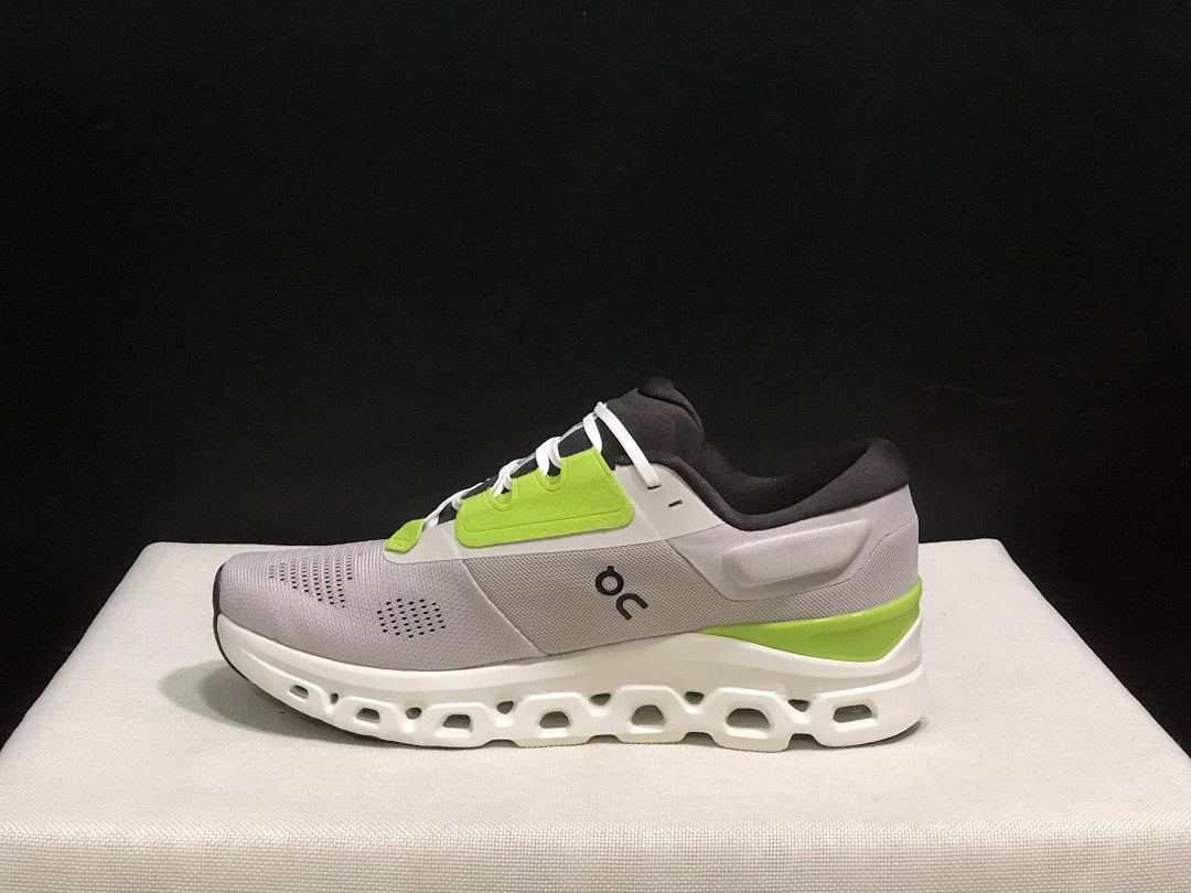 On Cloudstratus 3 Running Shoes, in White Grey Green - product image from the listing.