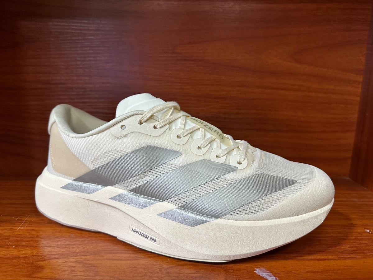 Adidas Adizero Lightweight Running Shoes, in White and Silver - product image from the listing.