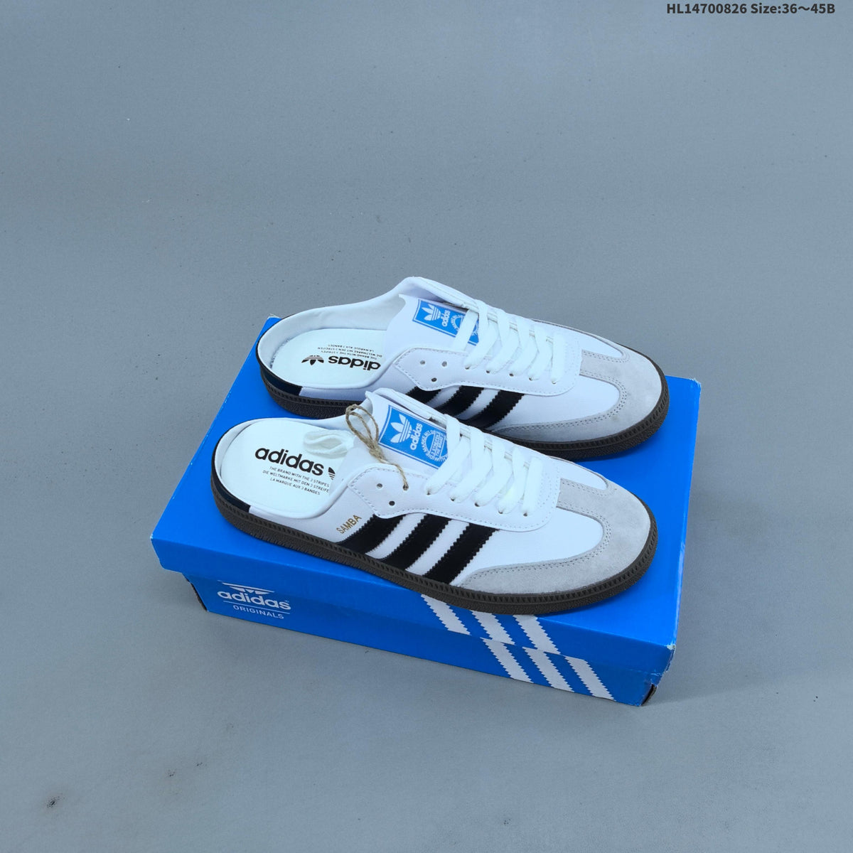 Adidas Originals Samba OG Mule Sneakers in White Black LB3814 - product image from the listing.