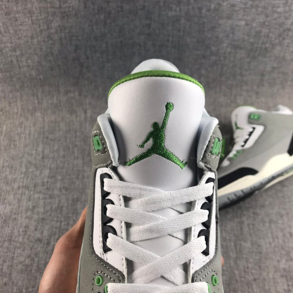 Air Jordan 3 Grey Green Sneakers 136064-006 - product image from the listing.