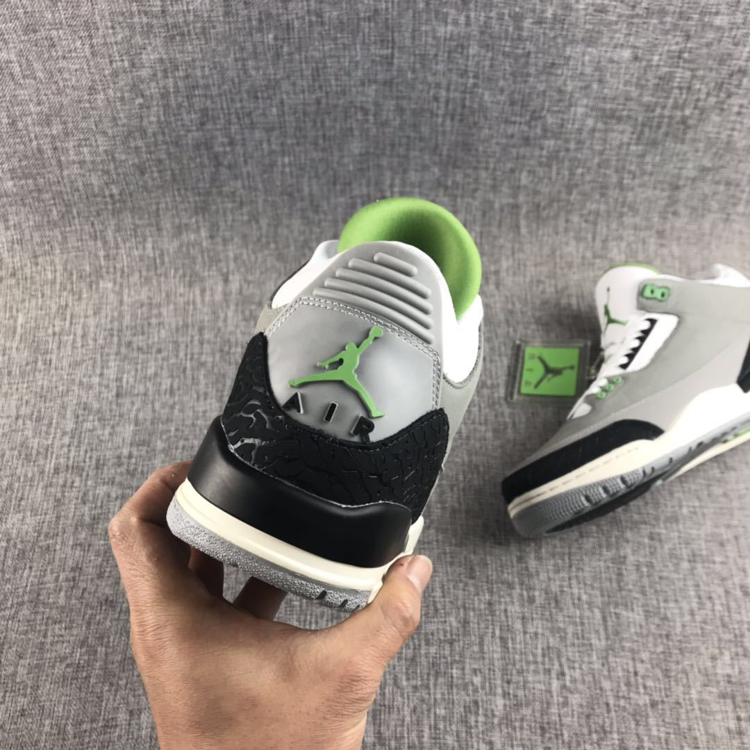Air Jordan 3 Grey Green Sneakers 136064-006 - product image from the listing.