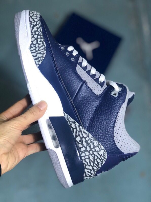 Men's Jordan 3 Midnight Blue Sneakers - product image from the listing.
