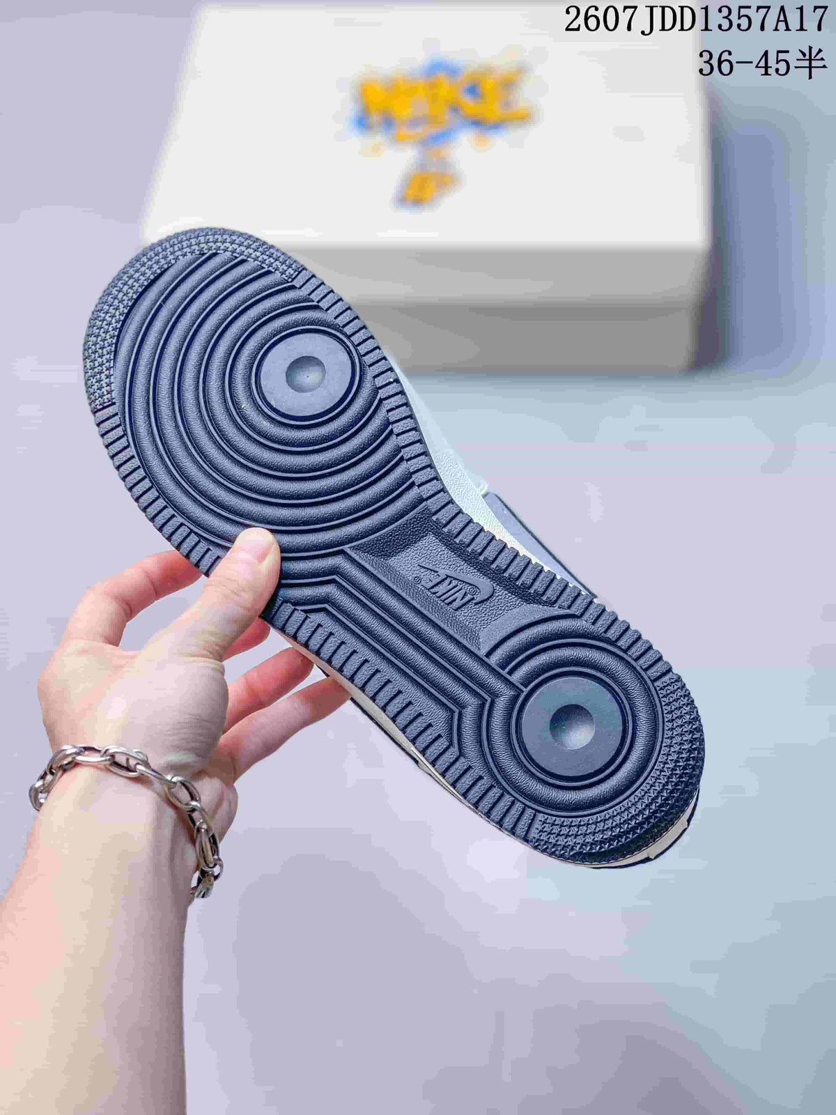 Nike Air Force 1 '07 Low Sneakers in White Navy Gray 2607JDD1357A17 - product image from the listing.