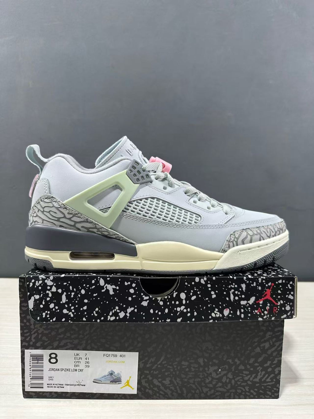 Jordan Spizike Low AJ 3.5 in Gray White FQ1759-401 - product image from the listing.