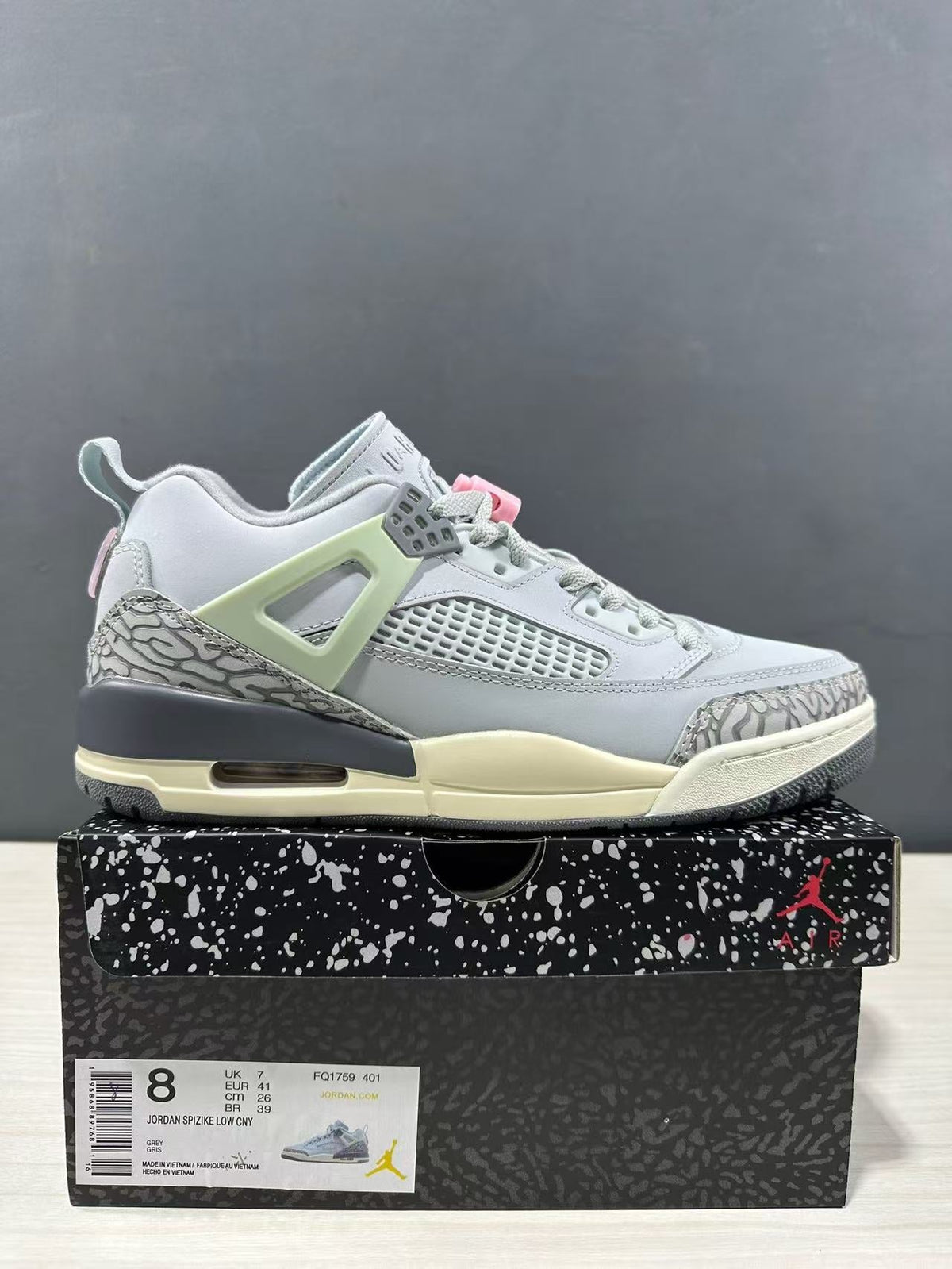 Jordan Spizike Low AJ 3.5 in Gray White FQ1759-401 - product image from the listing.