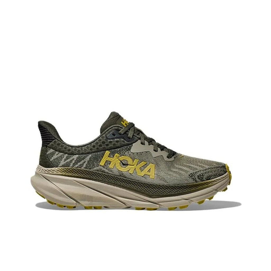 Olive and Gold HOKA Trail Running Shoes - product image from the listing.